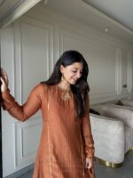 Orange Handwork Kurti + Dupatta - Image 2