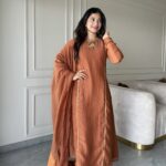 Orange Handwork Kurti + Dupatta