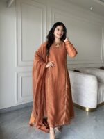 Orange Handwork Kurti + Dupatta