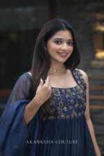 Teal Blue Handwork Kurti + Organza Dupatta