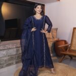 Navy Blue Handwork kurti + Organza dupatta