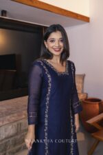 Navy Blue Handwork kurti + Organza dupatta - Image 2