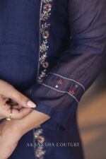 Navy Blue Handwork kurti + Organza dupatta - Image 3