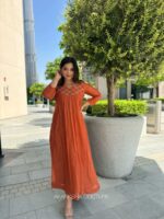 Orange Chanderi dress - Image 2