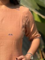 Peach Jamdani dress with lining - Image 3