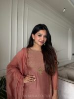 Powder Peach Handwork kurti + Dupatta