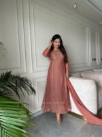 Powder Peach Handwork kurti + Dupatta - Image 3