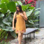 Yellow embroidered cotton dress