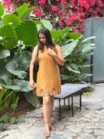 Yellow embroidered cotton dress