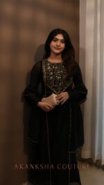 Black Handworked Top + Dupatta
