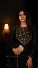 Black Handworked Top + Dupatta - Image 2