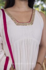 White Rani Pink Handwork Top + Dupatta - Image 2