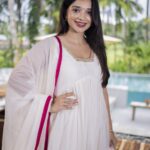 White Rani Pink Handwork Top + Dupatta