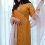 Yellow Wrap Dress + Pink Dupatta