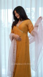 Yellow Wrap Dress + Pink Dupatta