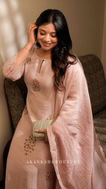 Pastel Pink Handwork Kurti + Dupatta only - Image 3