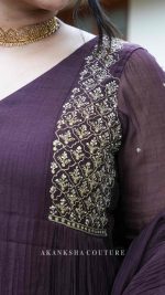 Deep Purple Pleated Handwork Top + Dupatta only - Image 3