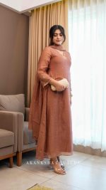 L Powder Peach Handwork Top + Dupatta only - Image 3