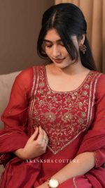 L Red Handwork Top + Dupatta only