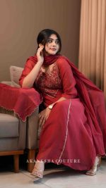 L Red Handwork Top + Dupatta only - Image 2
