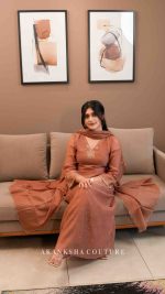 L Powder Peach Handwork Top + Dupatta only - Image 2