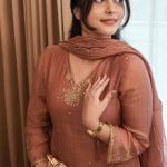 L Powder Peach Handwork Top + Dupatta only