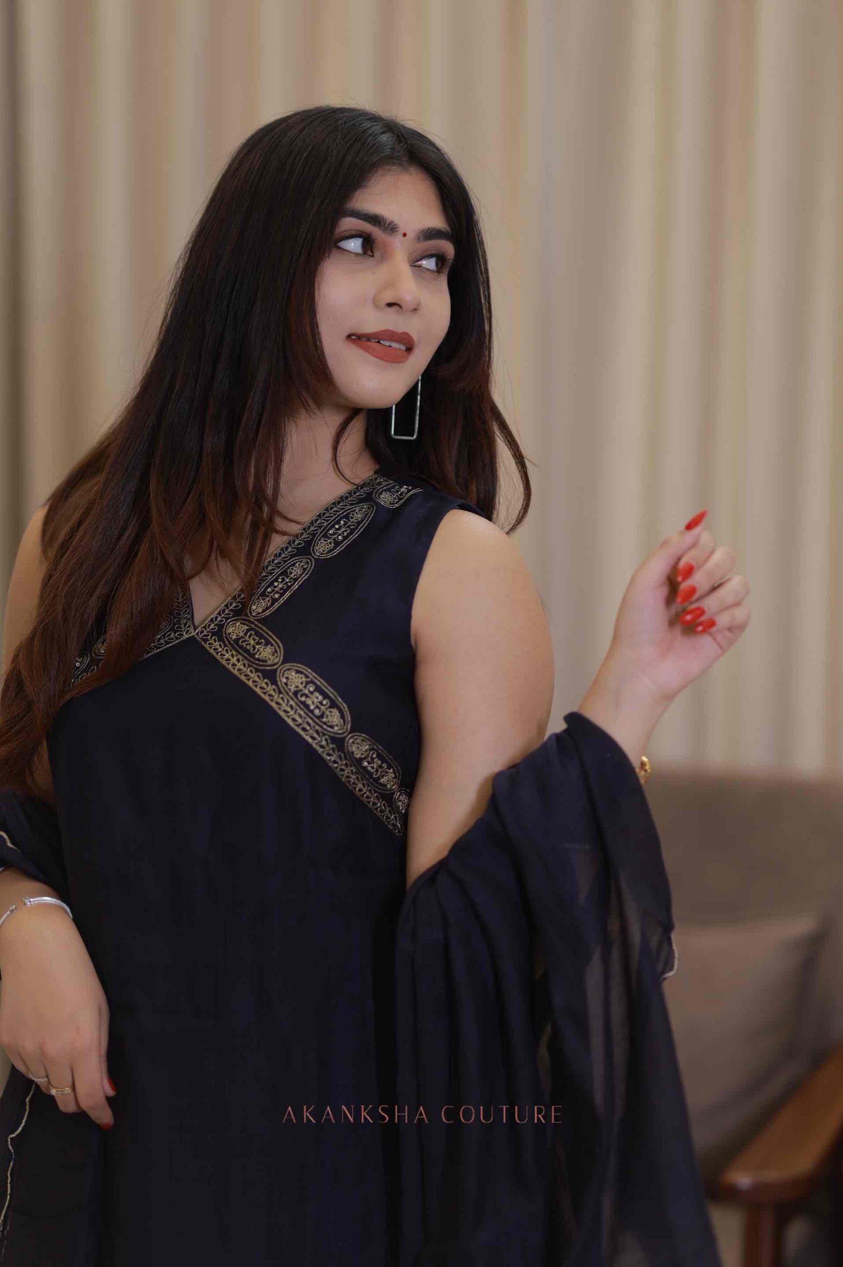 IMG_3877 L Navy Blue Handwork Top + Dupatta only - Image 1