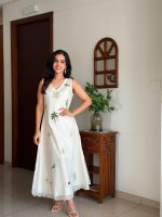 Onam Themed White Handwork Dress - Image 2