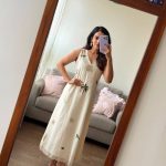 Onam Themed White Handwork Dress