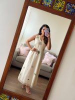 Onam Themed White Handwork Dress