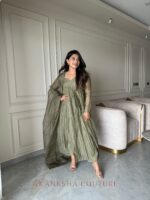 Pastel Green Handwork Top + Organza Dupatta