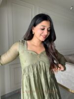 Pastel Green Handwork Top + Organza Dupatta - Image 2