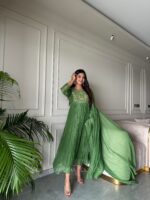 Parrot Green Handwork Top + Dupatta - Image 2