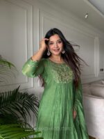 Parrot Green Handwork Top + Dupatta