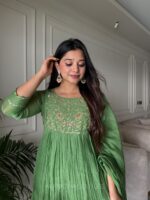 Parrot Green Handwork Top + Dupatta - Image 3