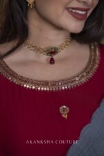 Red Handwork Top + Powder Blue Dupatta - Image 2