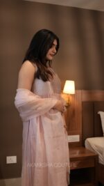 Pastel Pink Brocade Pleated Top + Dupatta