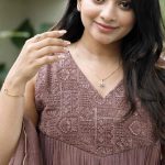C Taupe Chanderi Pleated Top + Dupatta only