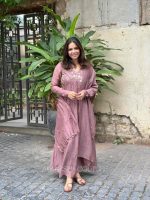 Mauve Chanderi Pleated Top + Dupatta only